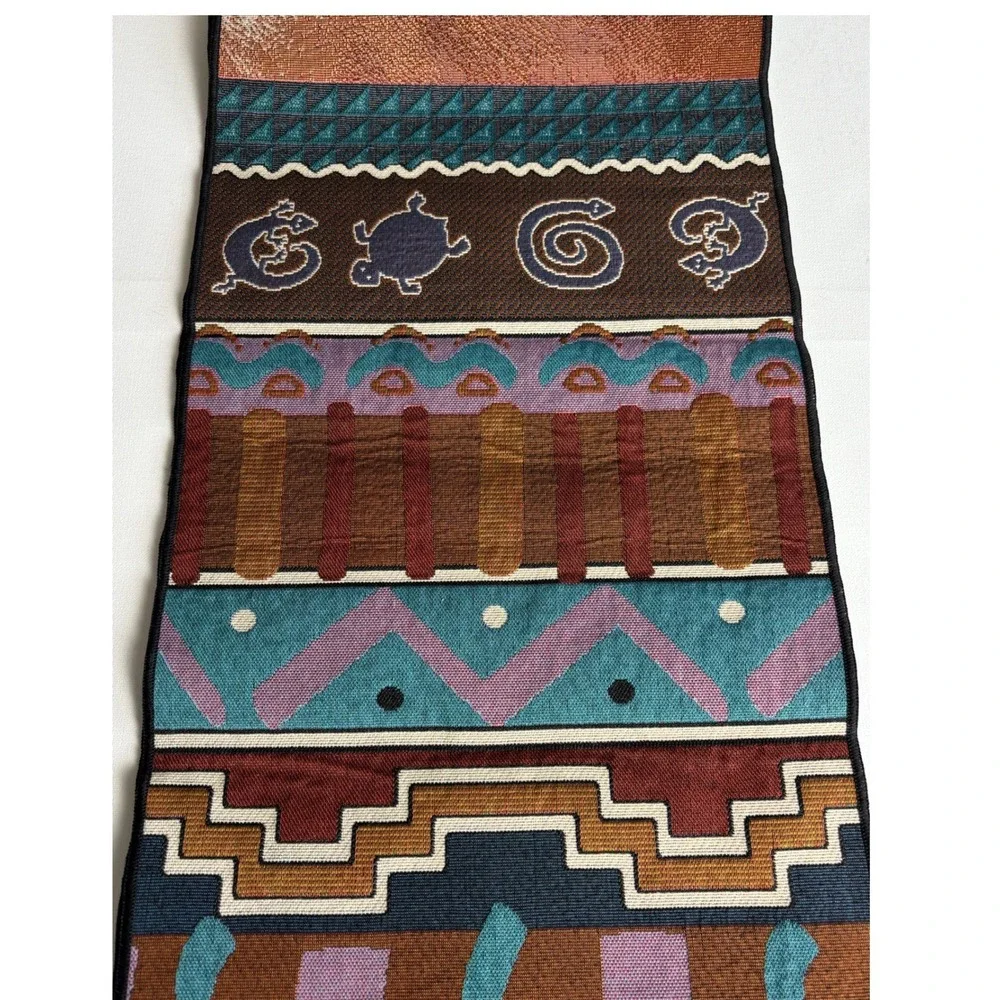 Southwestern‎ Kokopelli Dancer Woven Table Runner Tribal Geometric Tassel 13x72